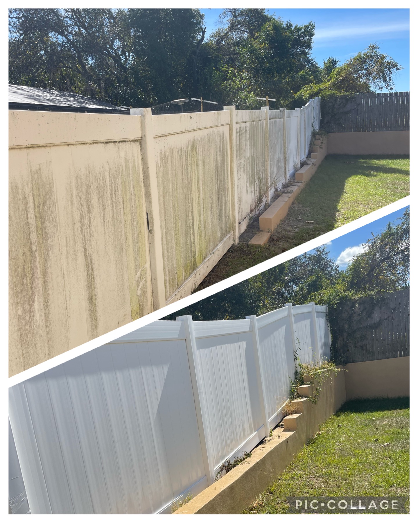 Vinyl fence cleaning